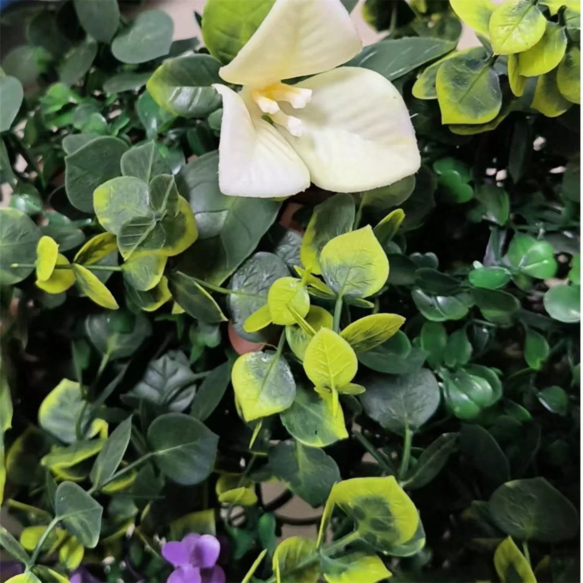 1pc Hanging Plant Wall Panel Plastic Green Plants With Flowers For Indoor Outdoor Courtyard Cafes Home Offices Garden Decor