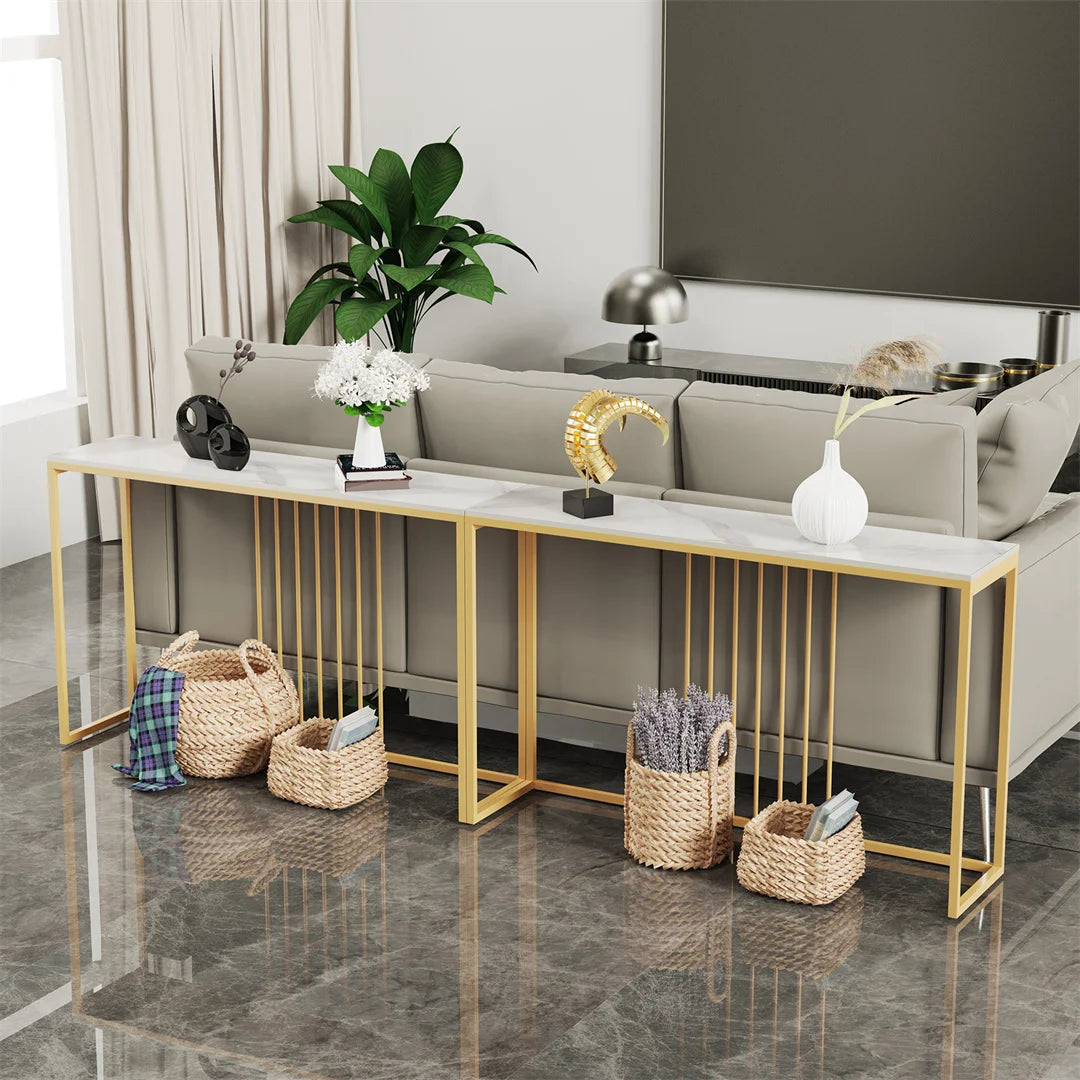 Console Table for Entryway Minimalistic Living Room Furniture Sofa Side Table with Strong Metal Stand