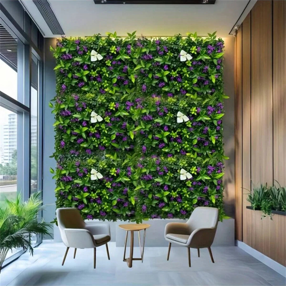 1pc Hanging Plant Wall Panel Plastic Green Plants With Flowers For Indoor Outdoor Courtyard Cafes Home Offices Garden Decor