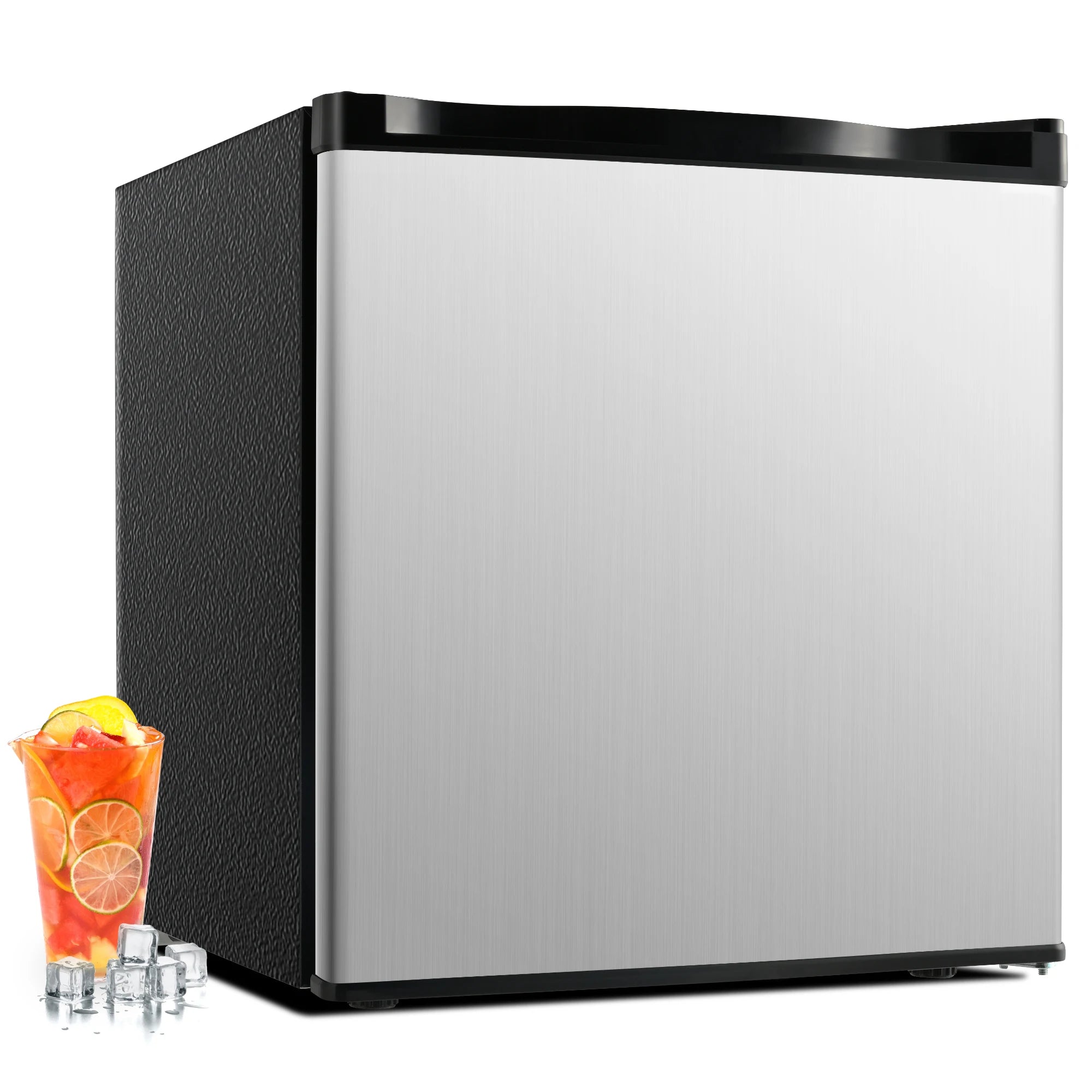 SIMZLIFE 1.7 Cu.Ft Mini Fridge with Freezer Reversible Single Door Compact Refrigerator Adjustable Fridge for Bedroom Office Bar