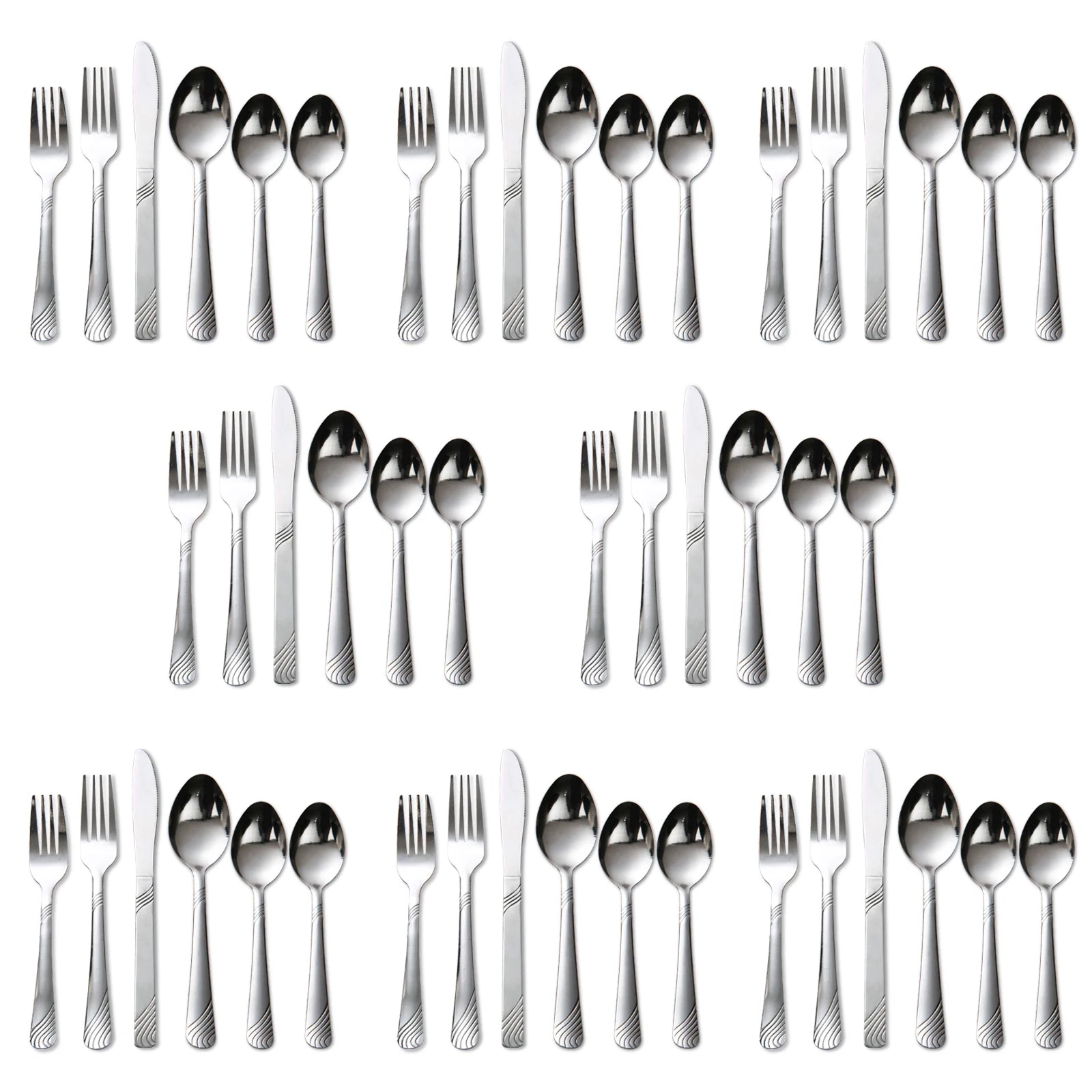 HANSMART 48Pcs Flatware Set Service for 8 Stainless Steel Knife Fork Spoon Tableware Flatware Set Kitchen Dinnerware Gift