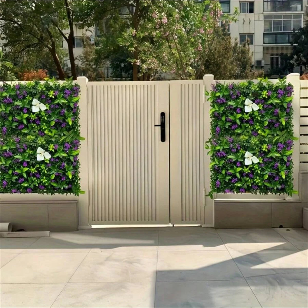 1pc Hanging Plant Wall Panel Plastic Green Plants With Flowers For Indoor Outdoor Courtyard Cafes Home Offices Garden Decor