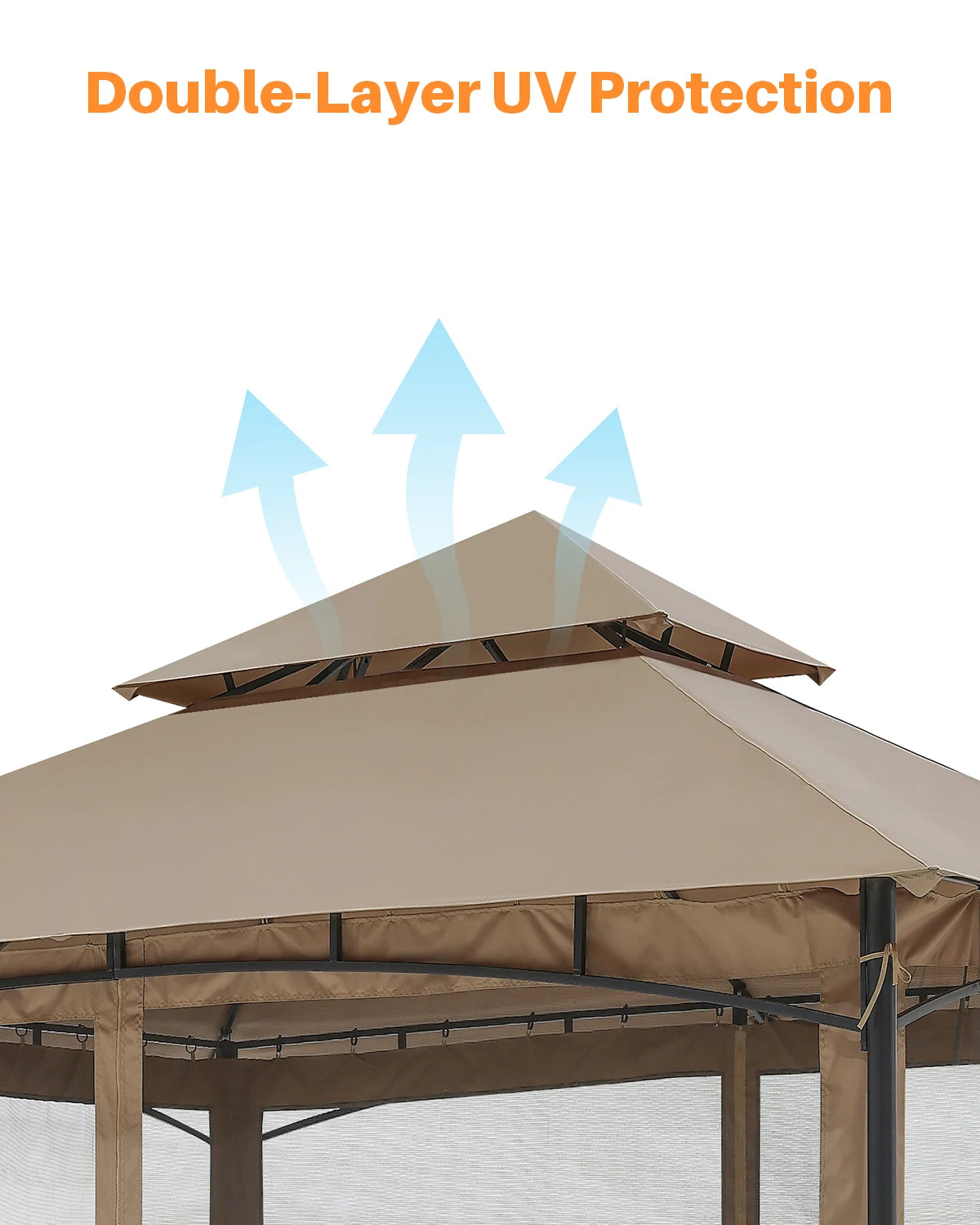 Patio Gazebo Canopy – 10 ft × 10 ft Steel Frame with Double Roof