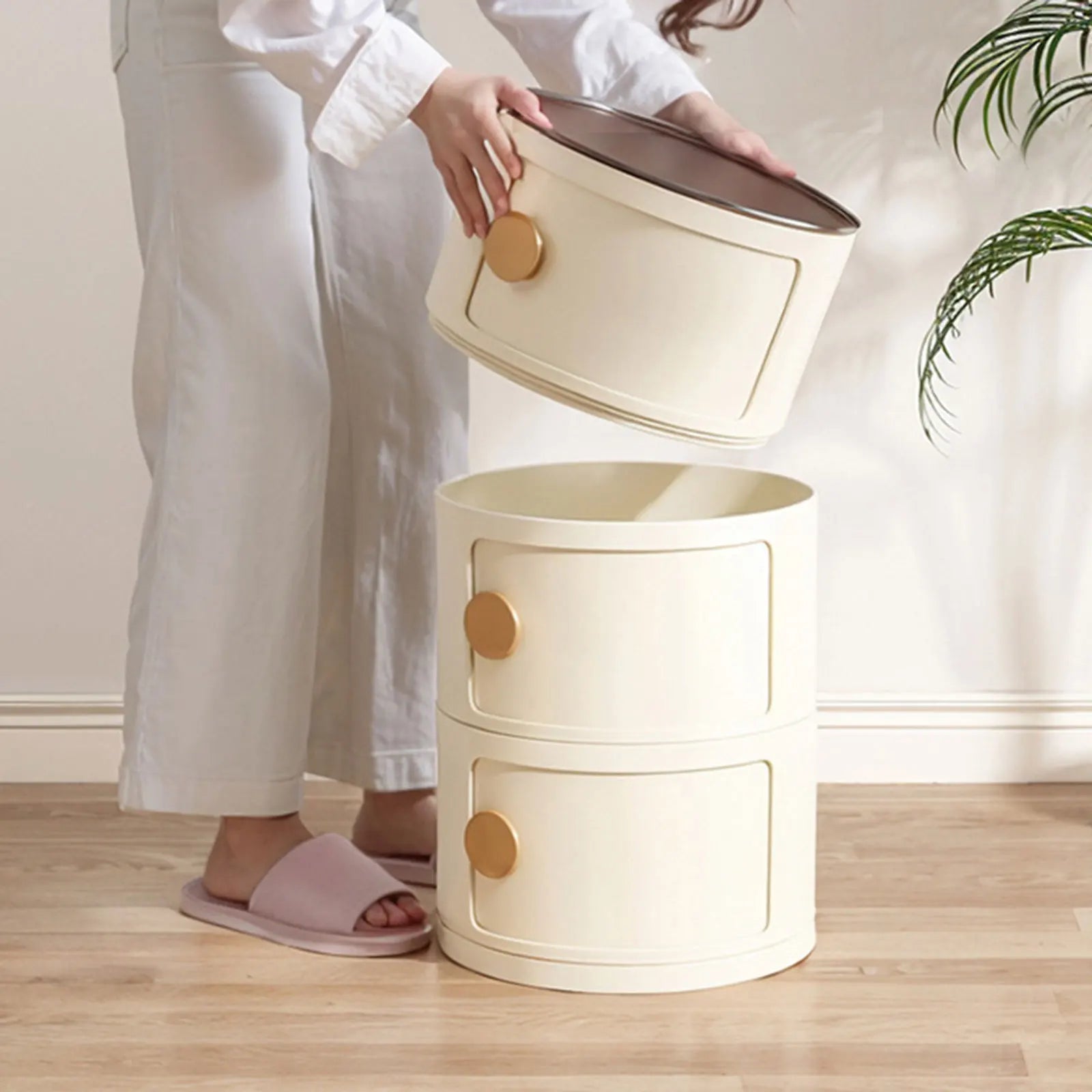 Round Bedside Table Clip Storage Cabinet Substitute Home Bedroom Small Creative Removable Storage Cabinet Rack Multi-Layer Stora