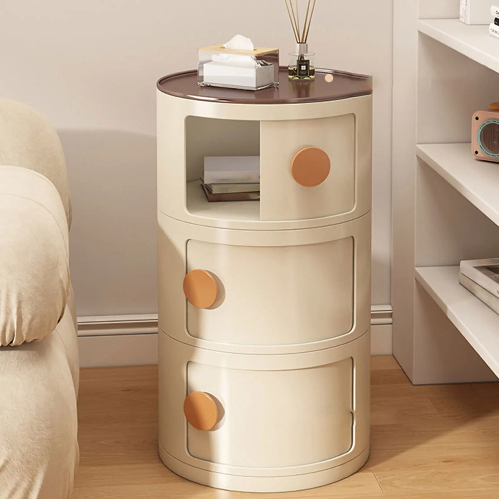 Round Bedside Table Clip Storage Cabinet Substitute Home Bedroom Small Creative Removable Storage Cabinet Rack Multi-Layer Stora