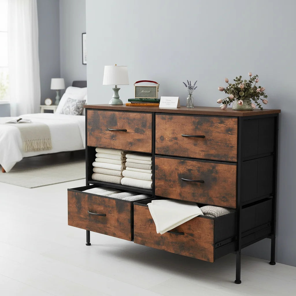 6-Drawer Dresser for Bedroom, Large Capacity Storage Cabinet for Daily Use, Perfect for Dorm & Home Bedroom
