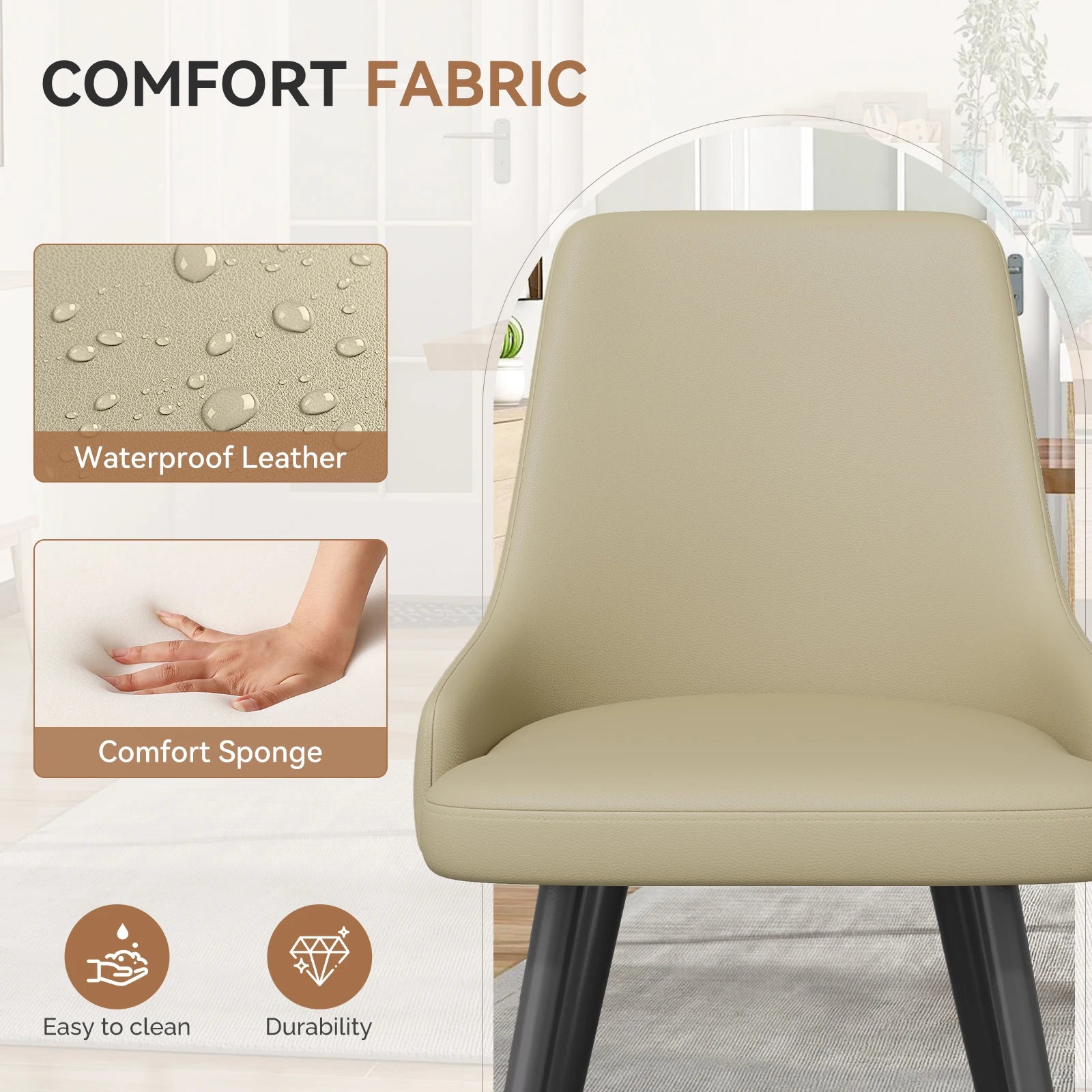 Modern Faux Leather Accent Chairs – Set of 2 Upholstered Side Chairs