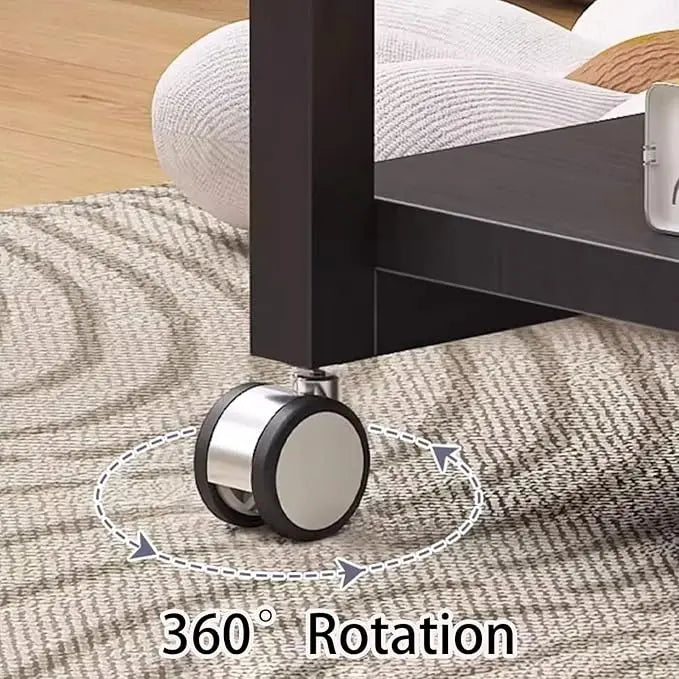 Panda Shaped End Table Round,C Shaped Couch Tray End Tables,Sofa Side Tables with Wheels, C Shaped Side Table for Living Room