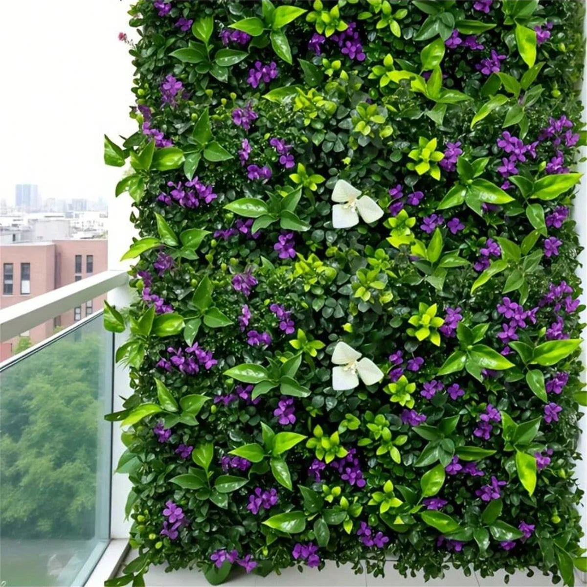 1pc Hanging Plant Wall Panel Plastic Green Plants With Flowers For Indoor Outdoor Courtyard Cafes Home Offices Garden Decor