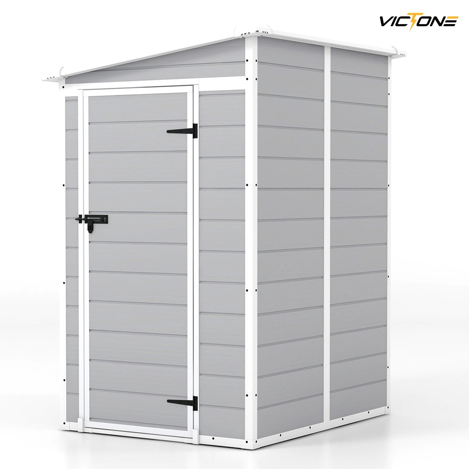 Victone 5x4 FT Plastic Outdoor Storage hed With Floor, Resin Storage shed &Lockable & Window Door For Patio Furniture