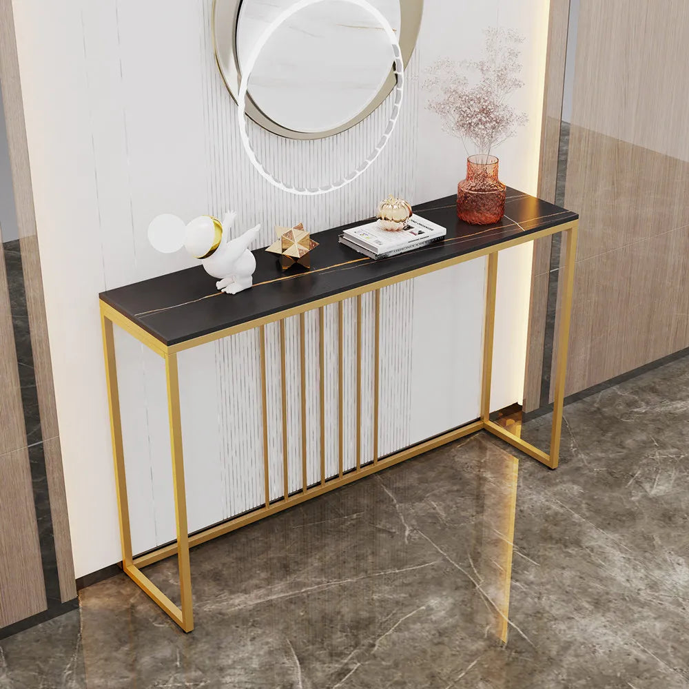 Console Table for Entryway Minimalistic Living Room Furniture Sofa Side Table with Strong Metal Stand
