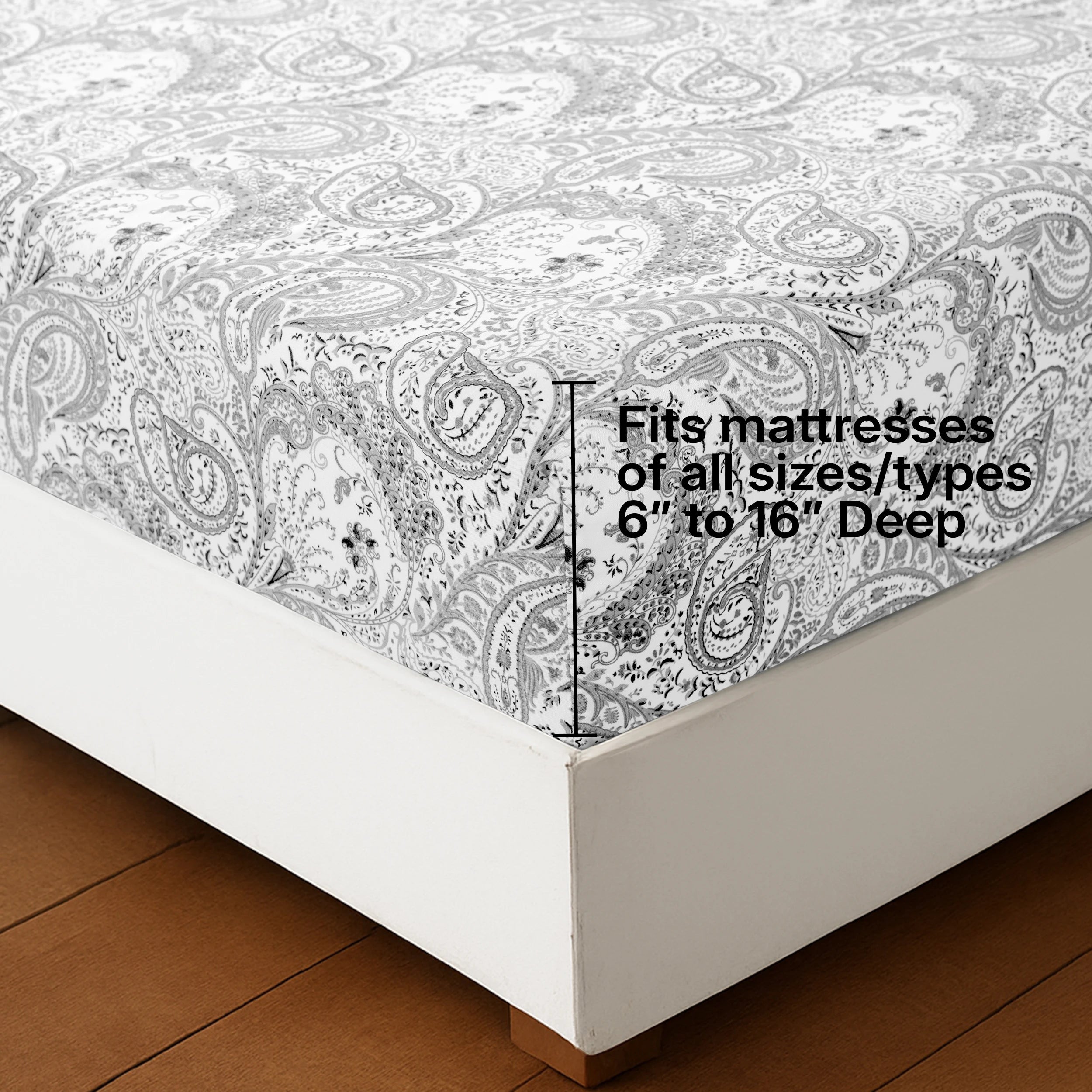 Lux Decor 4-Piece Paisley Bed Sheet Set – Soft Brushed Microfiber Sheets with 16" Deep Pockets – Wrinkle-Resistant Bedding