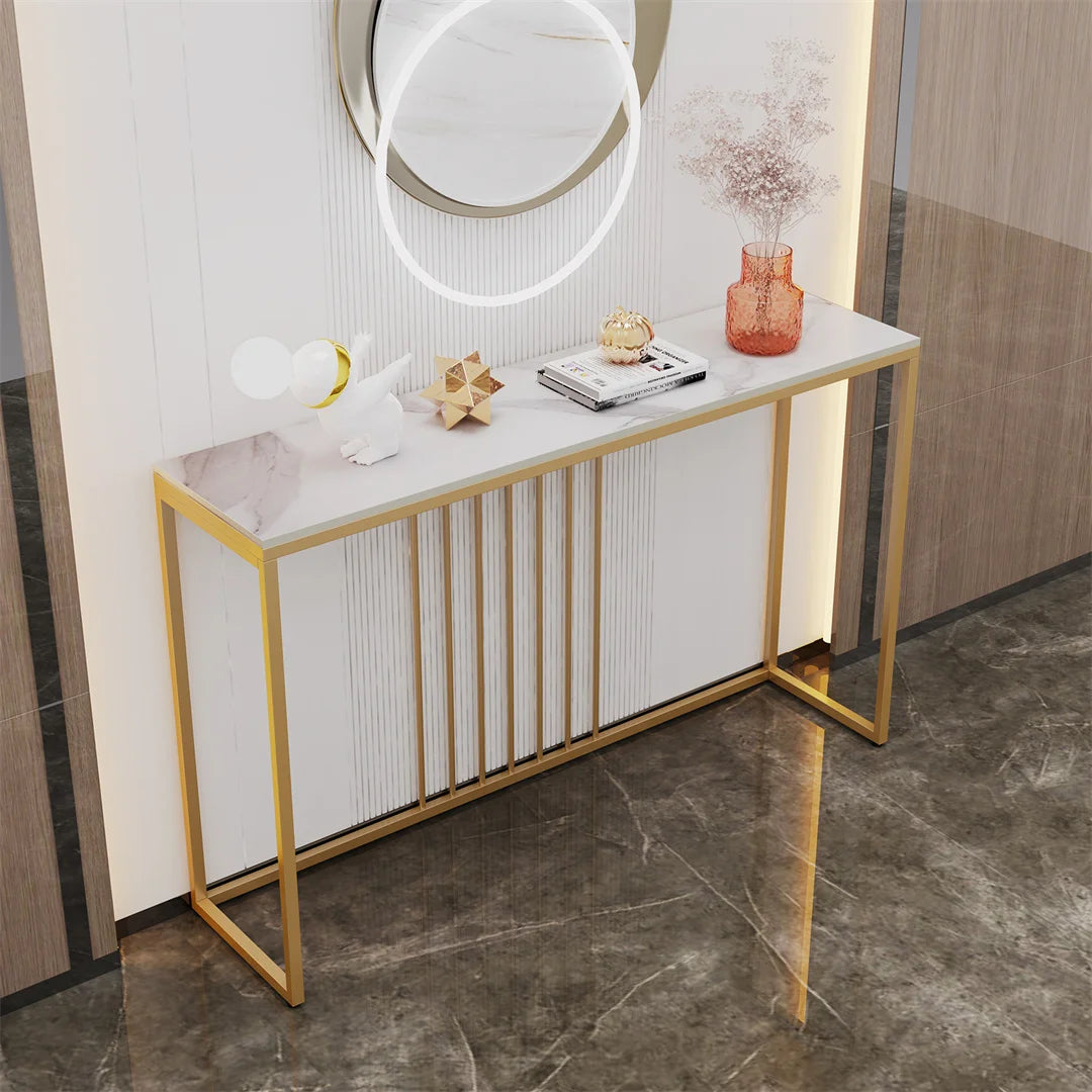 Console Table for Entryway Minimalistic Living Room Furniture Sofa Side Table with Strong Metal Stand