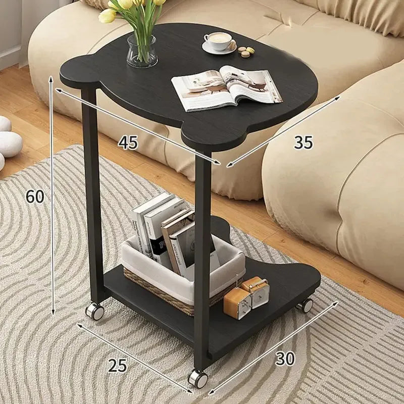 Panda Shaped End Table Round,C Shaped Couch Tray End Tables,Sofa Side Tables with Wheels, C Shaped Side Table for Living Room