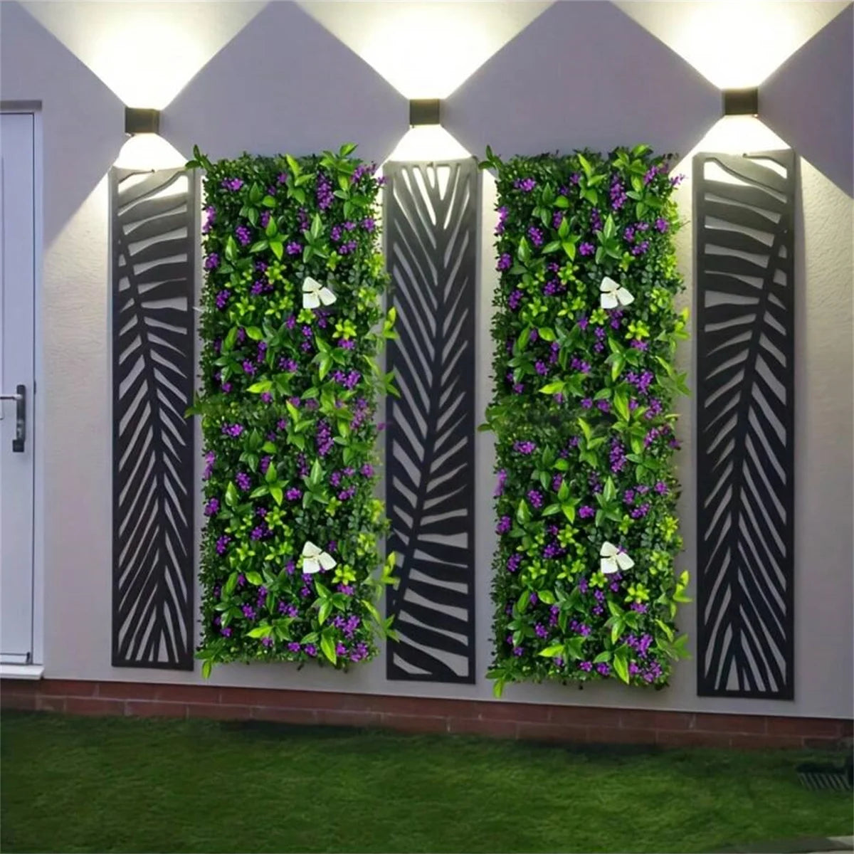 1pc Hanging Plant Wall Panel Plastic Green Plants With Flowers For Indoor Outdoor Courtyard Cafes Home Offices Garden Decor