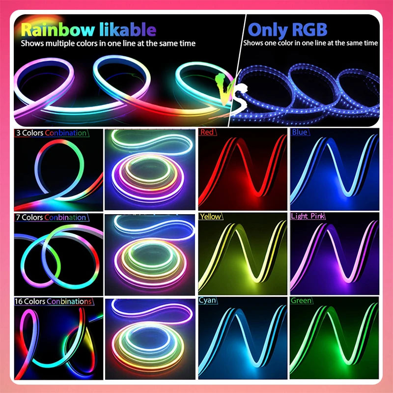 RGBIC Neon Rope Light – 10 m LED Strip with Chasing Effect