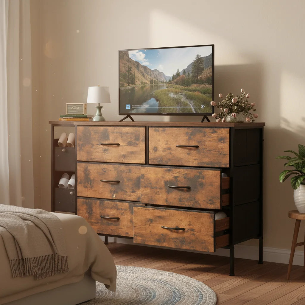 6 Drawer Dresser for Bedroom Large Capacity Storage Cabinet