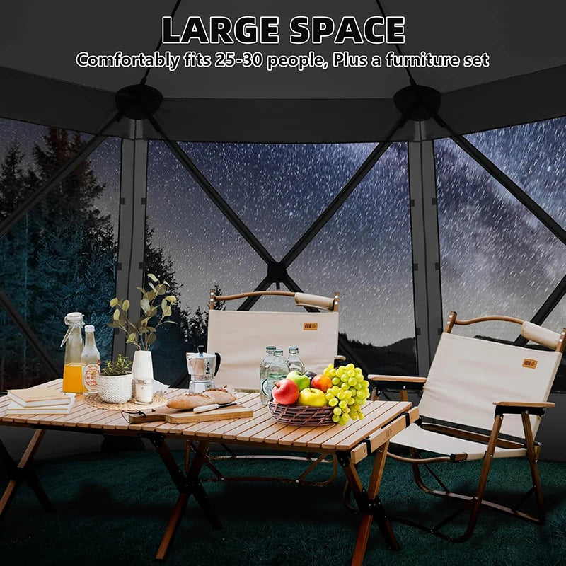 15x15ft Outdoor Tent Extra Large Pop-Up Gazebo Canopy Tent With Mosquito Netting Screened Shelter Pavilion With Ground Stakes