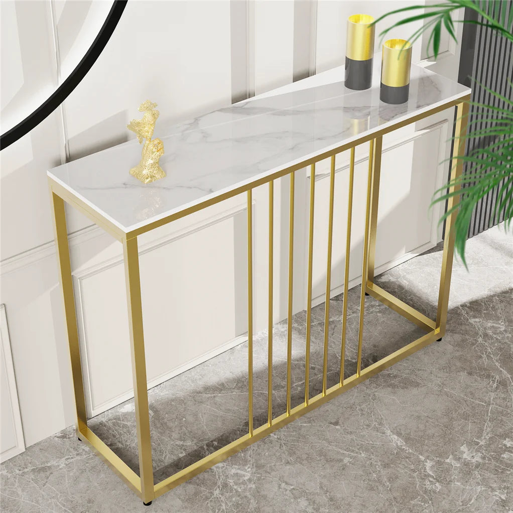 Console Table for Entryway Minimalistic Living Room Furniture Sofa Side Table with Strong Metal Stand
