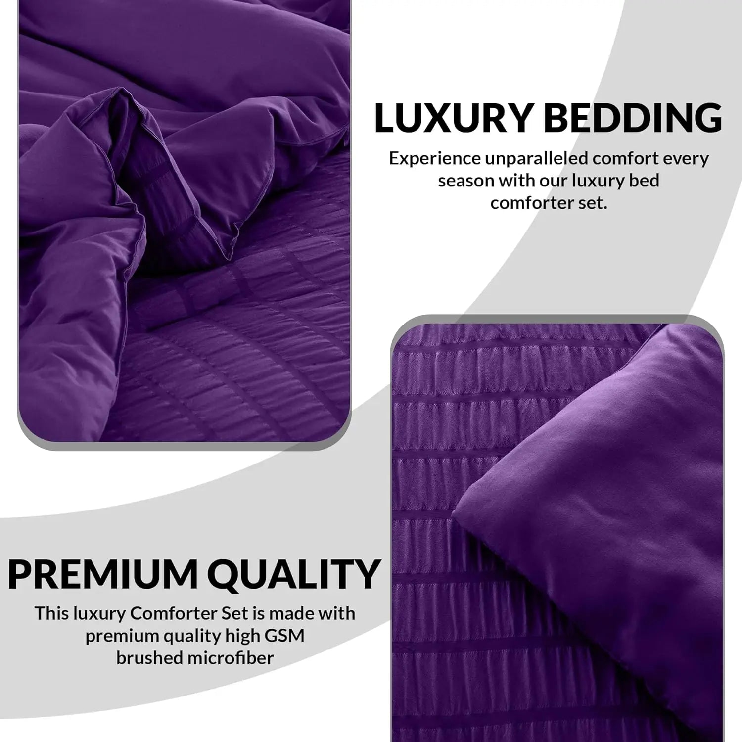 Lux Décor 10 Piece Comforter Set, Seersucker Lightweight Comforter Set with Sheets, Bed in a Bag Bedding Set for All Seasons