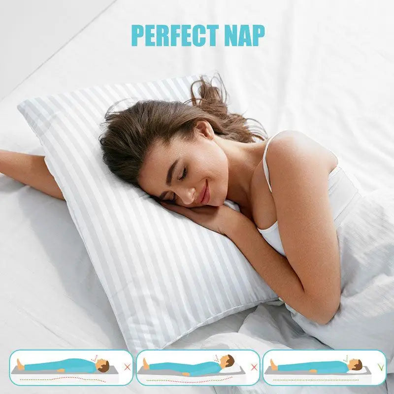 LUX Décor Bed Pillows Set of 2 – Hotel Collection Stripe Down Alternative for Back, Stomach & Side Sleepers