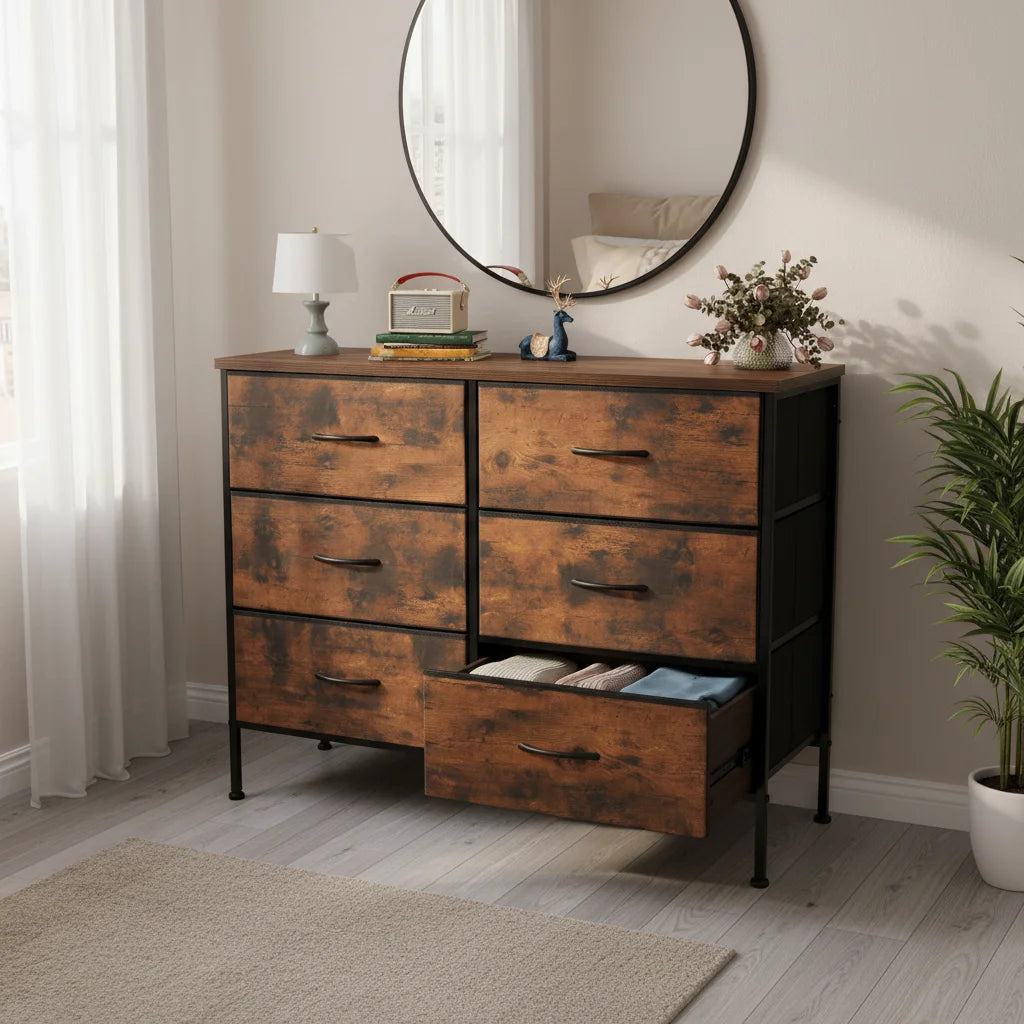 6-Drawer Dresser for Bedroom, Large Capacity Storage Cabinet for Daily Use, Perfect for Dorm & Home Bedroom
