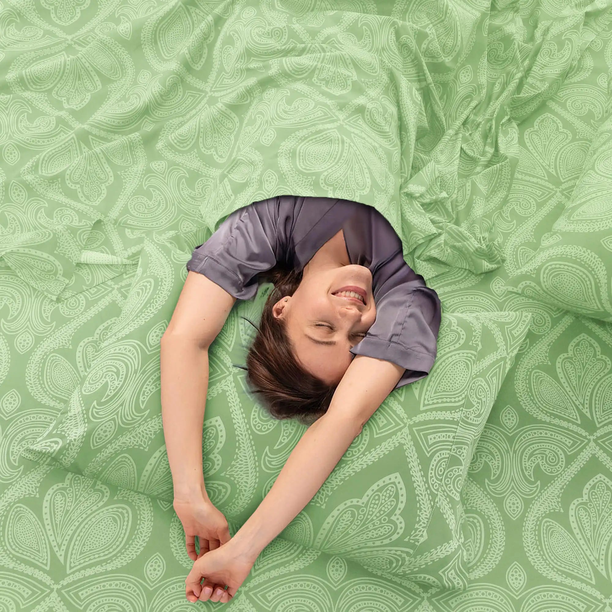 Lux Decor 4-Piece Paisley Bed Sheet Set – Soft Brushed Microfiber Sheets with 16" Deep Pockets – Wrinkle-Resistant Bedding