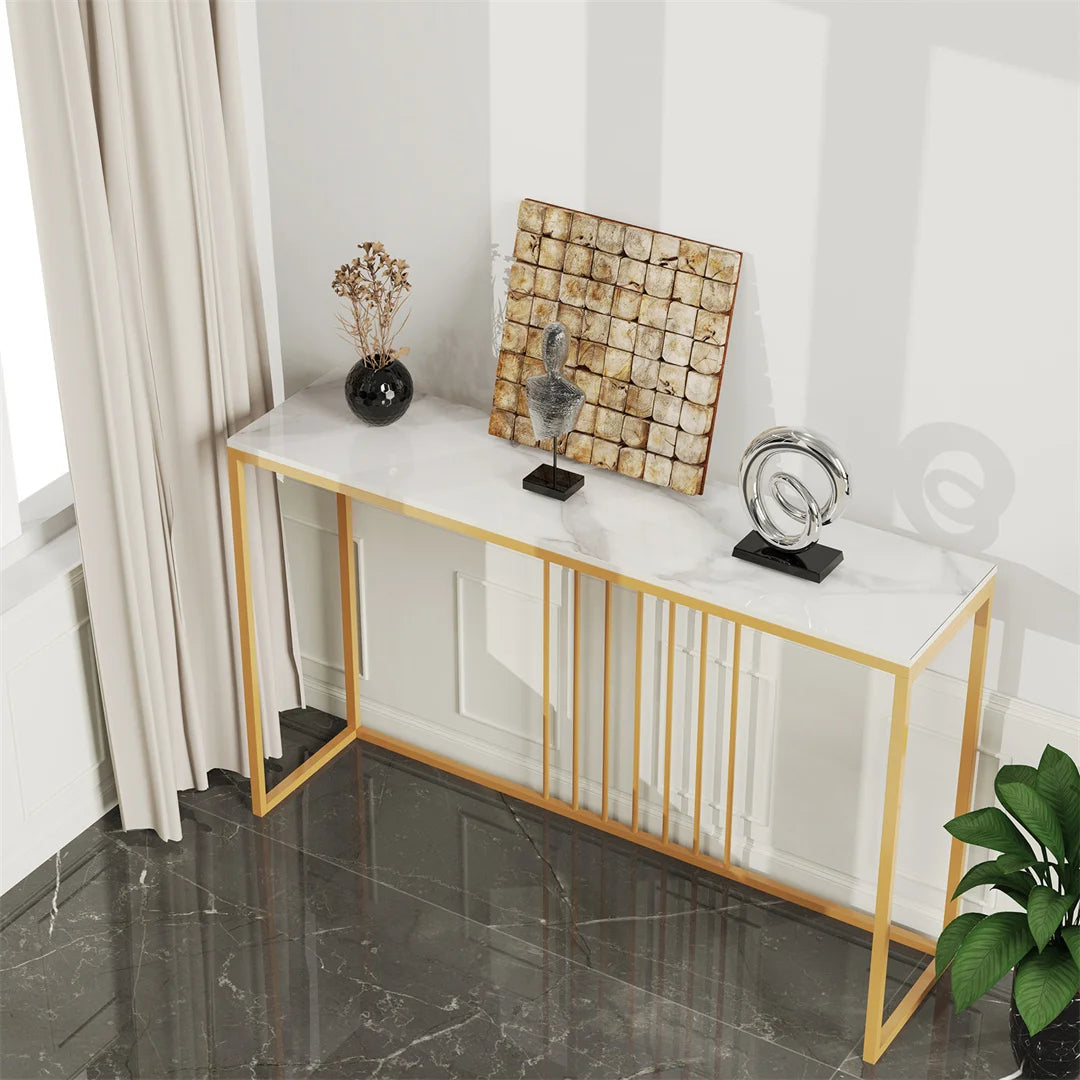 Console Table for Entryway Minimalistic Living Room Furniture Sofa Side Table with Strong Metal Stand
