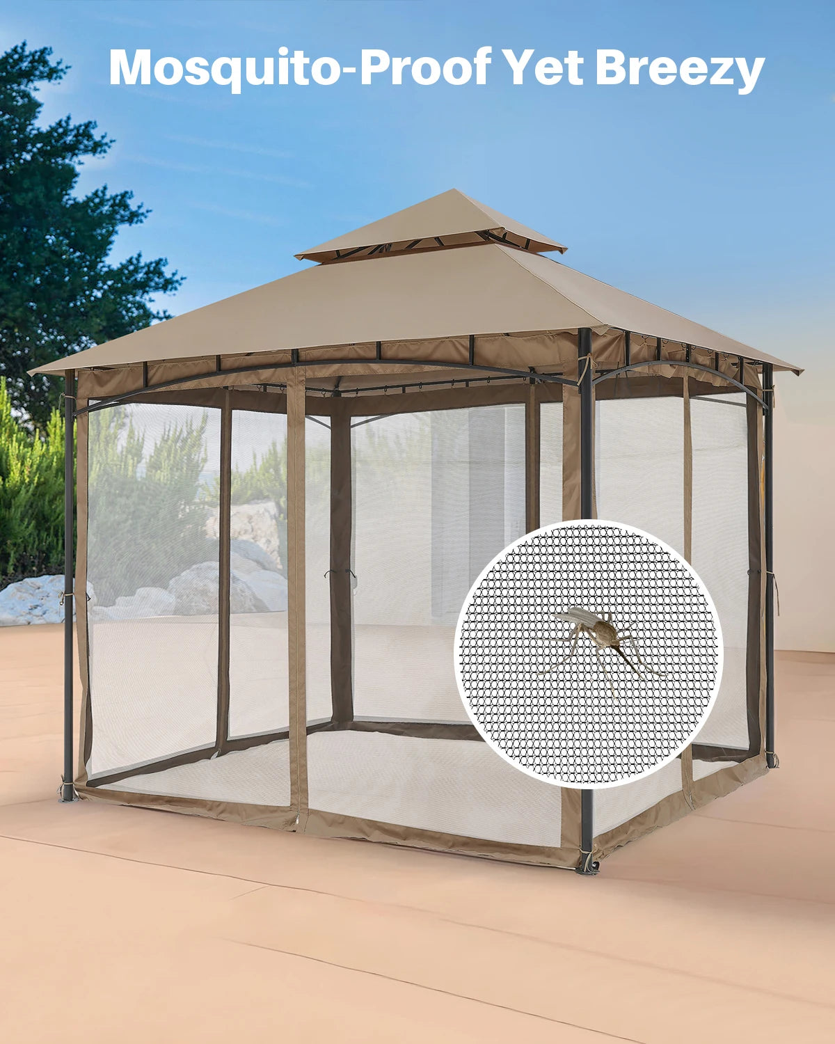 Patio Gazebo Canopy – 10 ft × 10 ft Steel Frame with Double Roof