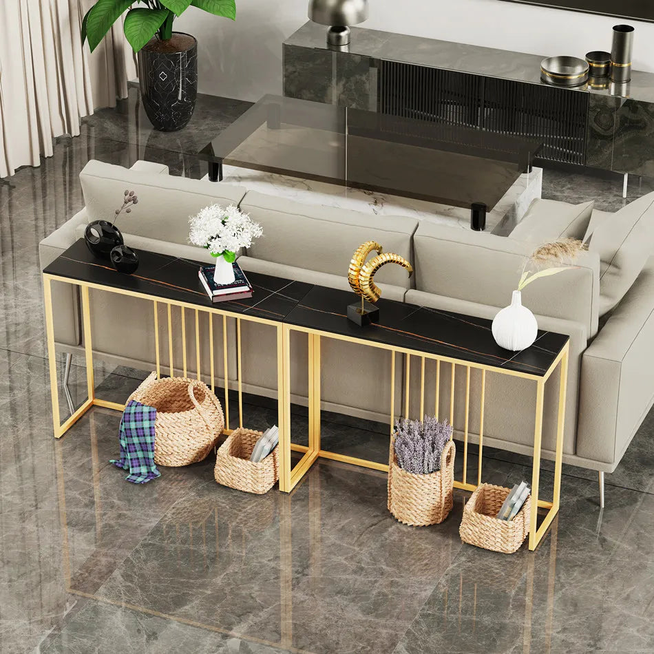 Console Table for Entryway Minimalistic Living Room Furniture Sofa Side Table with Strong Metal Stand