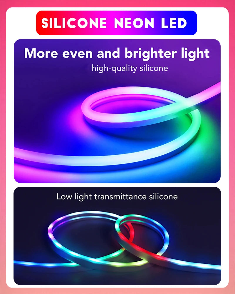 RGBIC Neon Rope Light – 10 m LED Strip with Chasing Effect