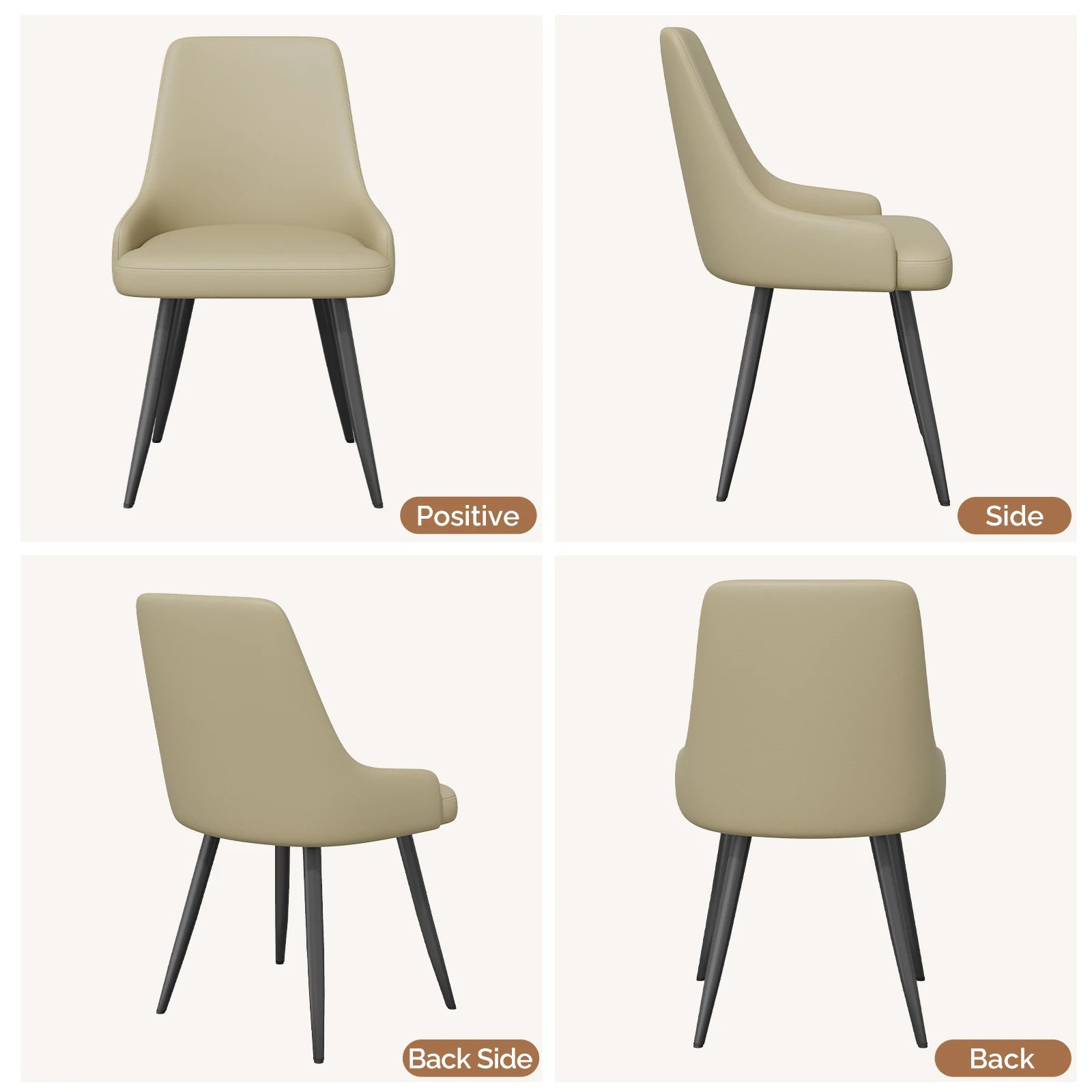 Modern Faux Leather Accent Chairs – Set of 2 Upholstered Side Chairs