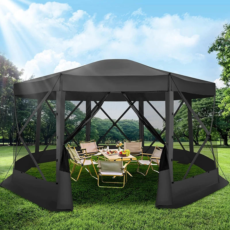 15x15ft Outdoor Tent Extra Large Pop-Up Gazebo Canopy Tent With Mosquito Netting Screened Shelter Pavilion With Ground Stakes