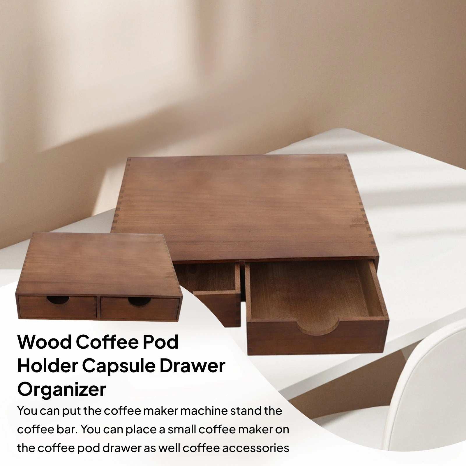 Wooden Coffee Pod Storage Drawer – Tea & Capsule Organizer for Coffee Stations