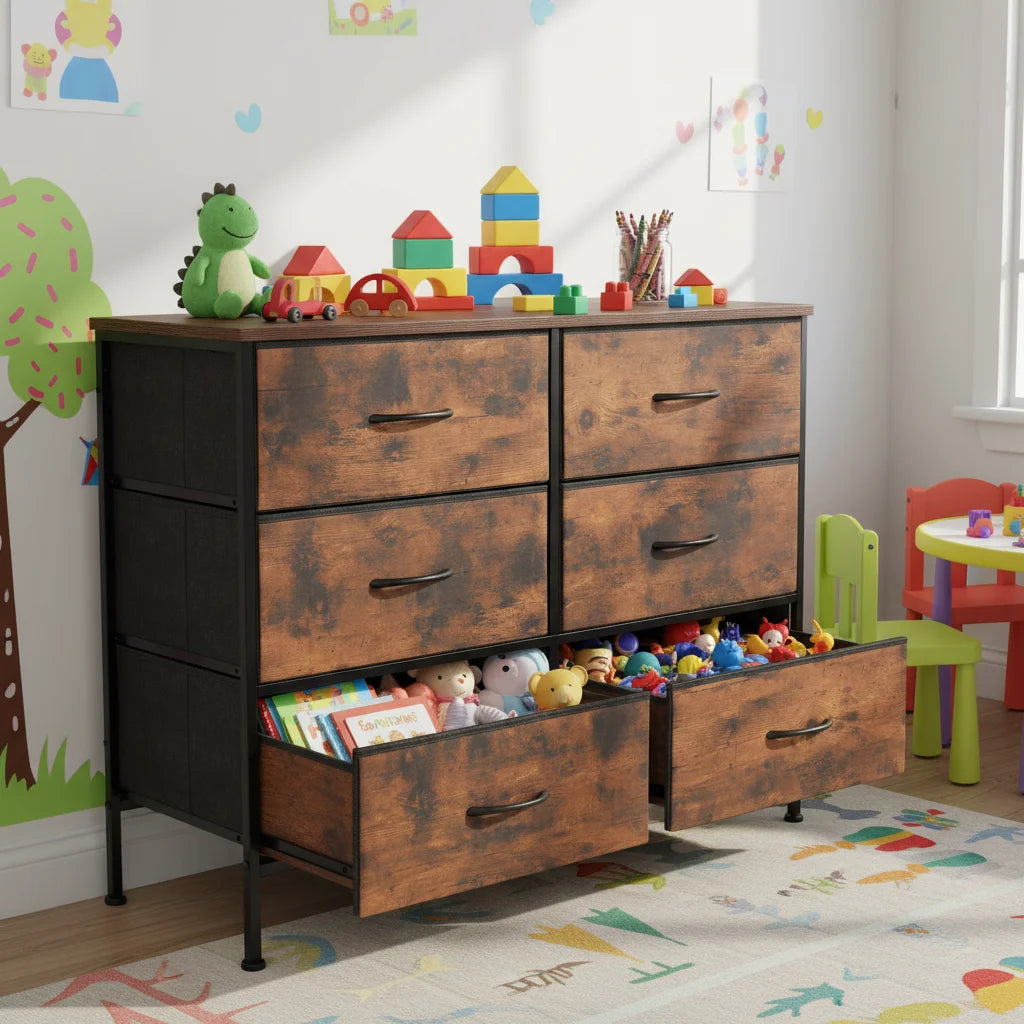 6-Drawer Dresser for Bedroom, Large Capacity Storage Cabinet for Daily Use, Perfect for Dorm & Home Bedroom