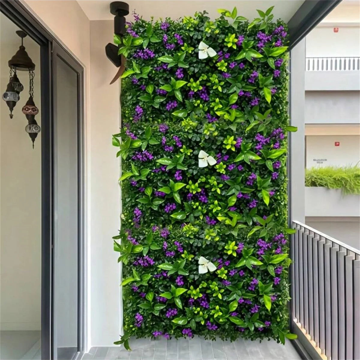 1pc Hanging Plant Wall Panel Plastic Green Plants With Flowers For Indoor Outdoor Courtyard Cafes Home Offices Garden Decor