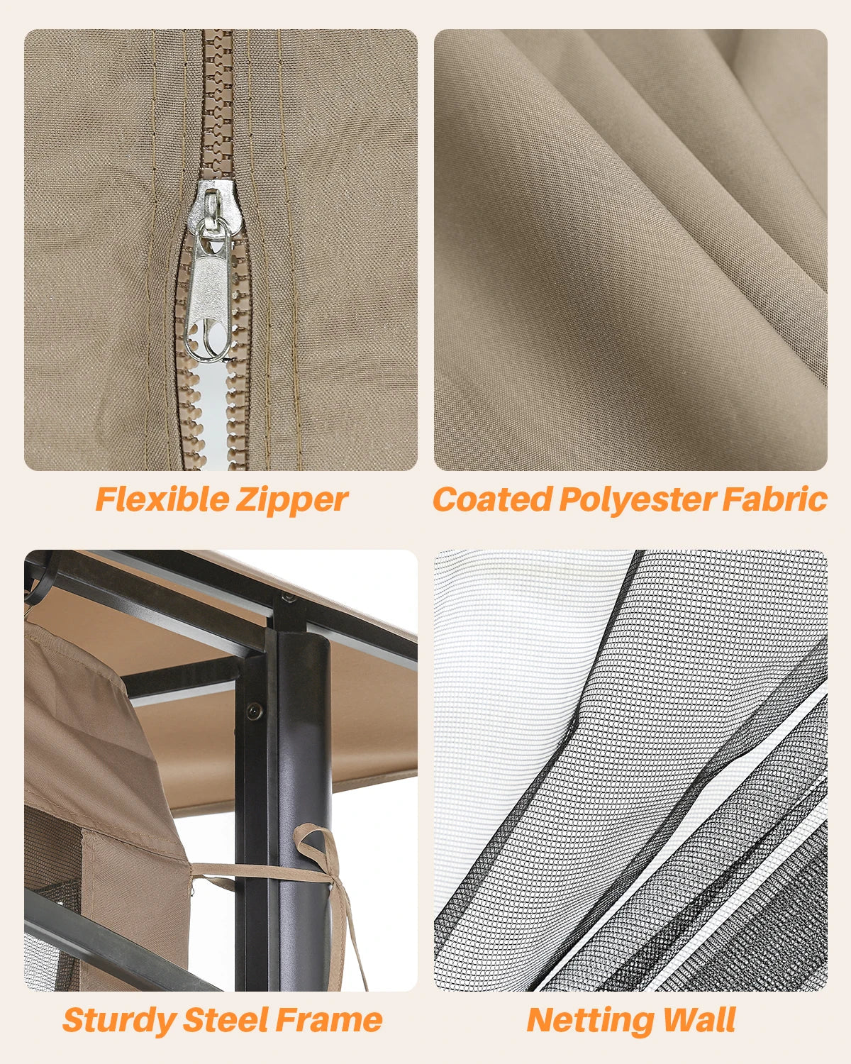 Patio Gazebo Canopy – 10 ft × 10 ft Steel Frame with Double Roof