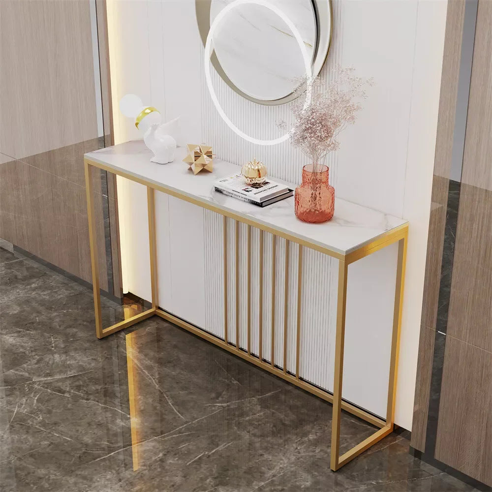 Console Table for Entryway Minimalistic Living Room Furniture Sofa Side Table with Strong Metal Stand