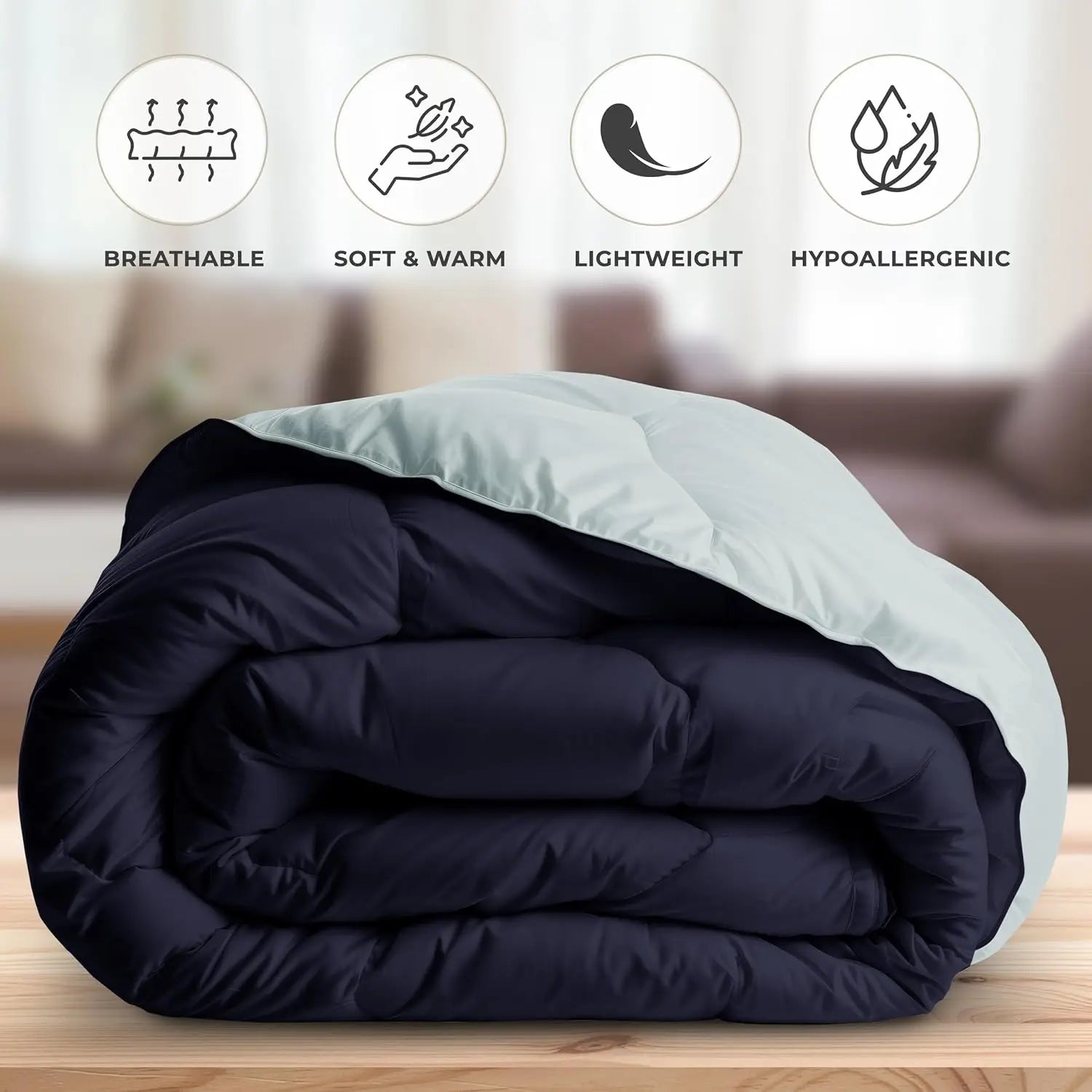 Lux Décor 3 Piece Reversible Comforter Set – Lightweight Soft Woven Polyester Material, Bedroom Decor