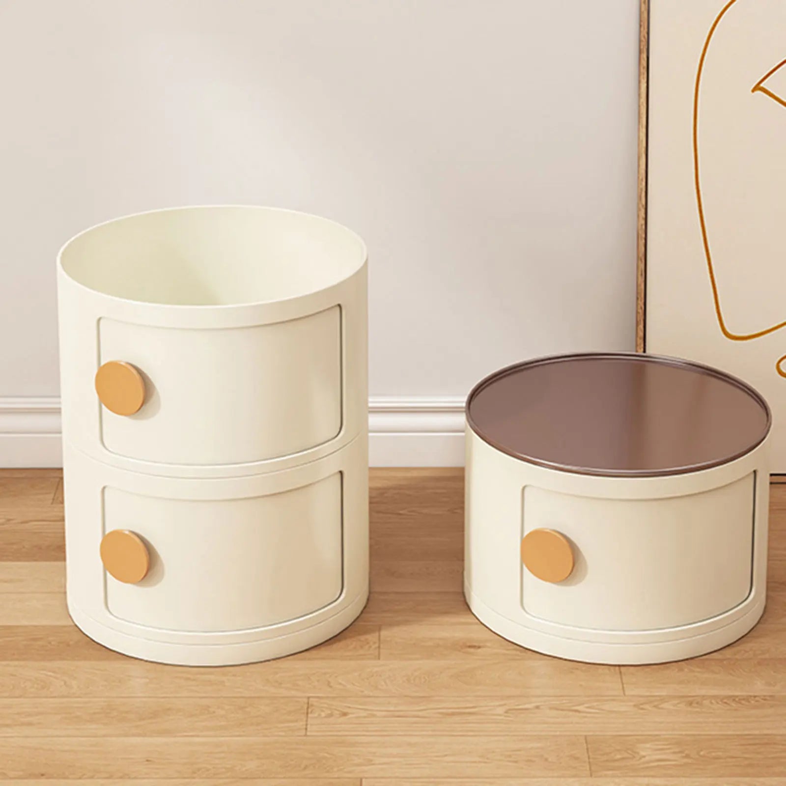 Round Bedside Table Clip Storage Cabinet Substitute Home Bedroom Small Creative Removable Storage Cabinet Rack Multi-Layer Stora