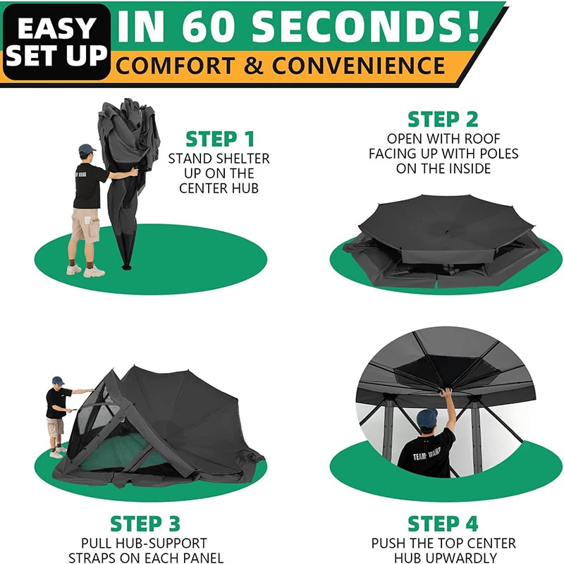 15x15ft Outdoor Tent Extra Large Pop-Up Gazebo Canopy Tent With Mosquito Netting Screened Shelter Pavilion With Ground Stakes