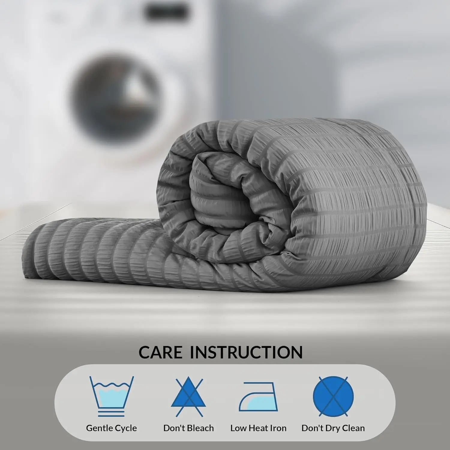 Lux Décor 10 Piece Comforter Set, Seersucker Lightweight Comforter Set with Sheets, Bed in a Bag Bedding Set for All Seasons