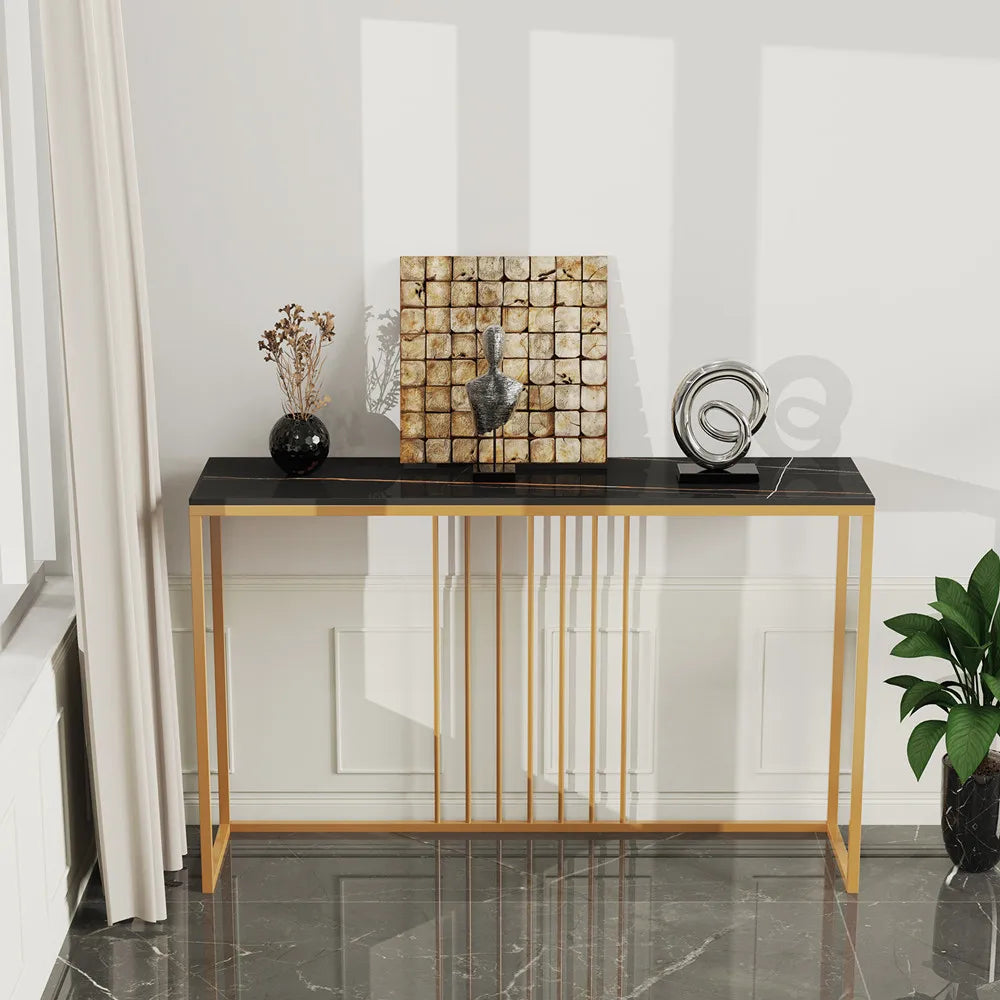 Console Table for Entryway Minimalistic Living Room Furniture Sofa Side Table with Strong Metal Stand
