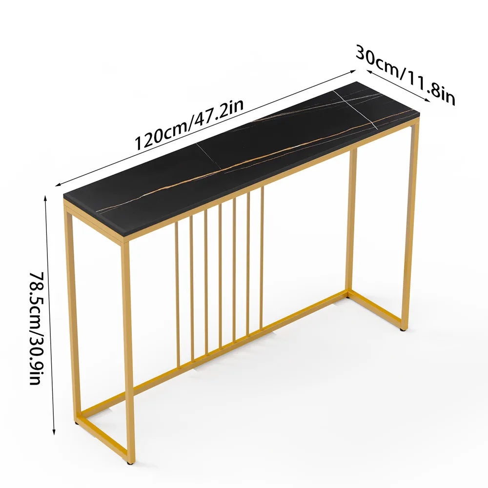 Console Table for Entryway Minimalistic Living Room Furniture Sofa Side Table with Strong Metal Stand