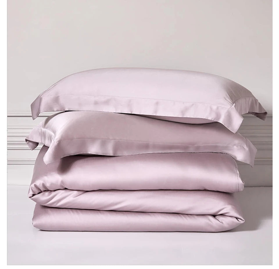 Lofuka Luxury Beauty 100% Silk Bedding Set Pure Silk Women Quilt Cover Double Flat Sheet Fitted Sheet Pillowcase For Deep Sleep