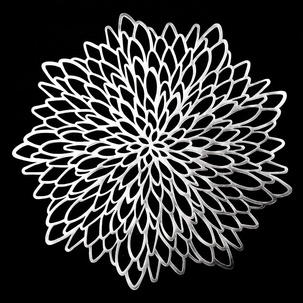 4 PC/6 PC Gold Placemats Coasters Round Wipeable Vinyl Table Mats for Christmas Thanksgiving Dining Table Party Home Decoration