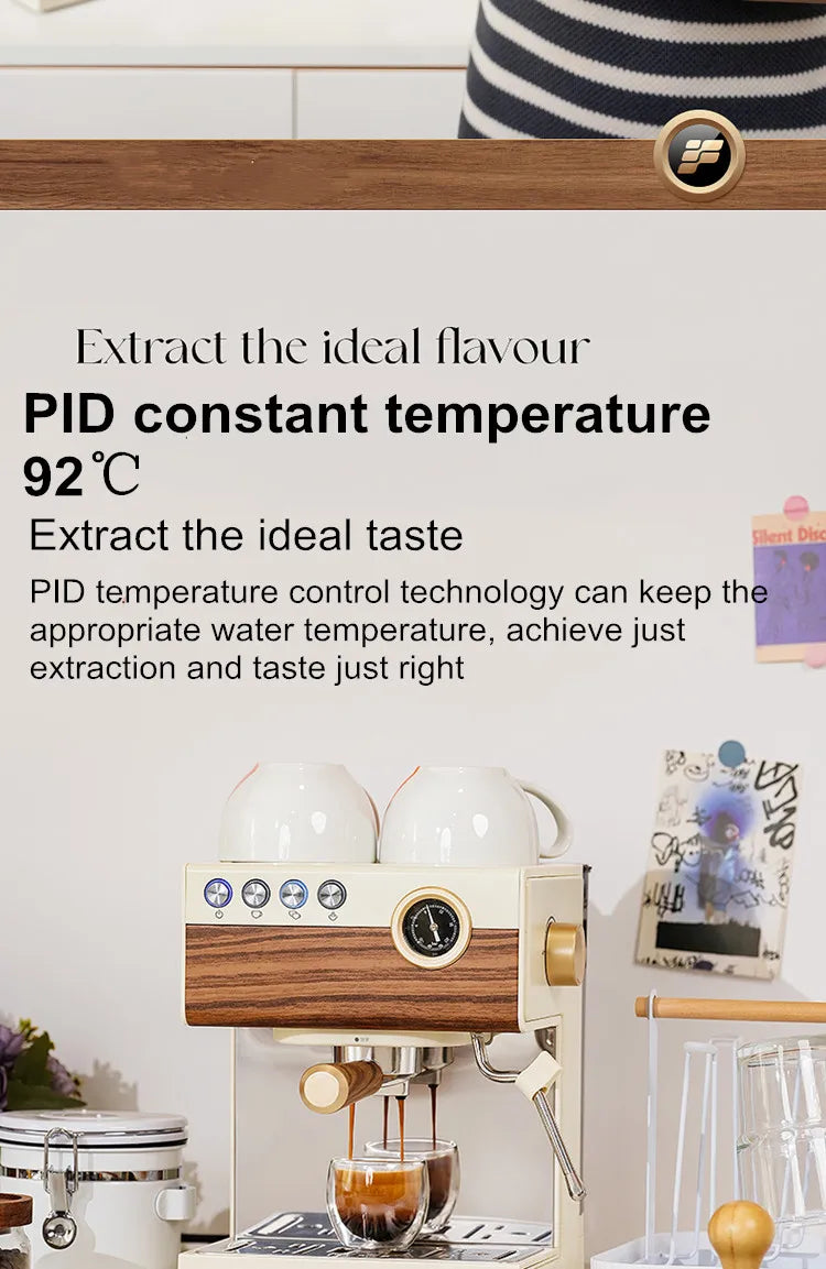 Stainless Steel Italian Semi-Automatic Espresso Machine with Steam Milk Frother