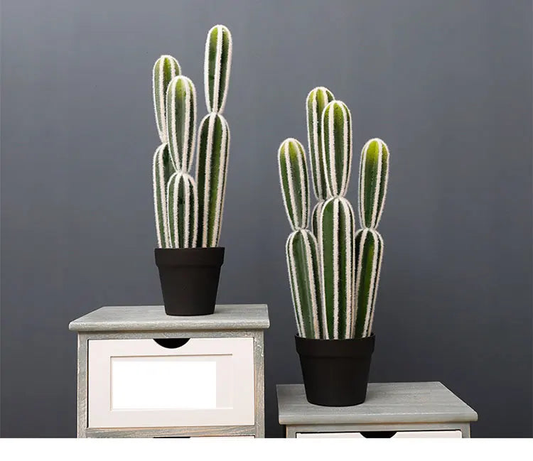 Tropical Cactus Potted Plant Column Artificial Fake Simulation Home Garden Living Room Decorative Faux Greenery