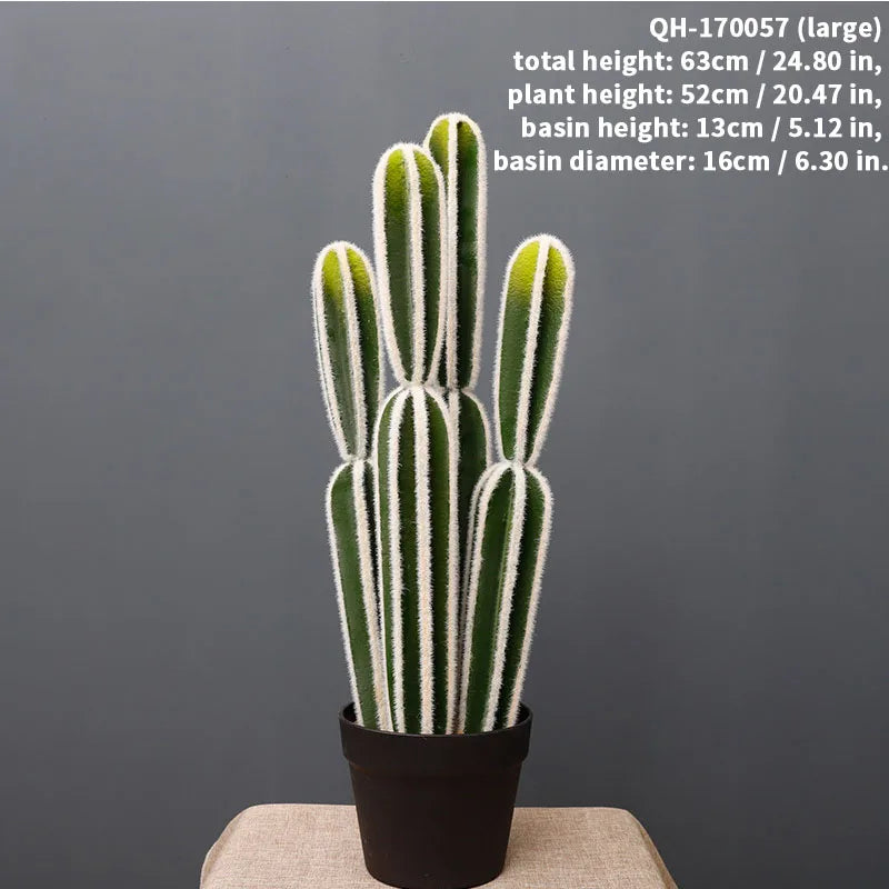 Tropical Cactus Potted Plant Column Artificial Fake Simulation Home Garden Living Room Decorative Faux Greenery