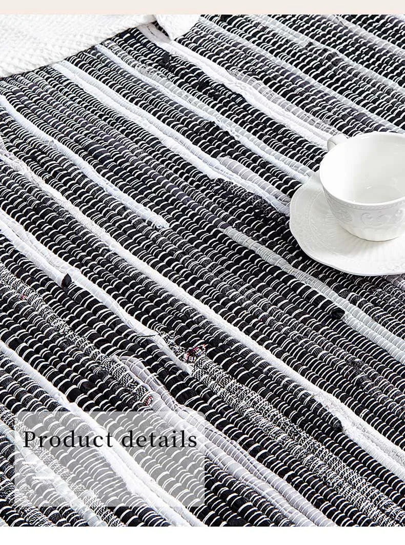 Rag Cotton Tassel Door Mat Indoor Machine Washable Bedroom Carpet Rugs Stripe Handmade Kitchen Area Rug Hallway Entrance Doormat